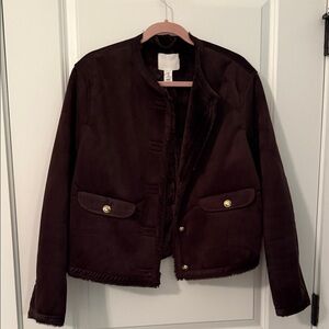 H&M Chocolate Teddy Jacket with Gold Buttons